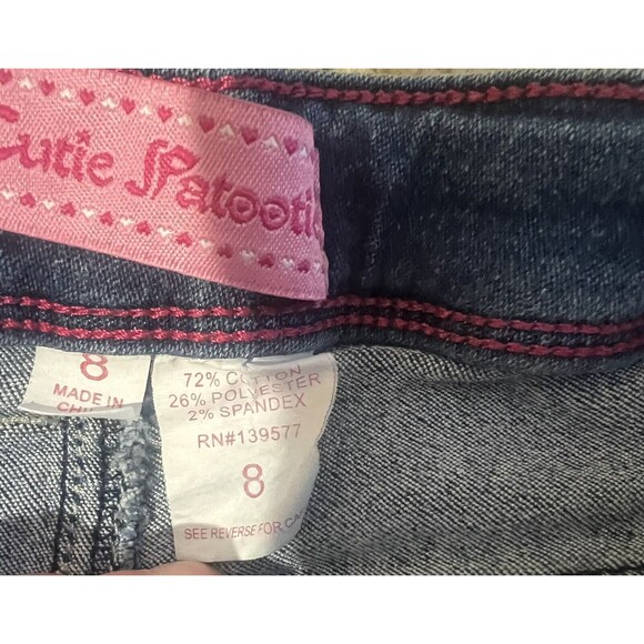 Distressed Unicorn Blue Jean Cutie Patootie Button Zip Shorts Girls Size 8 - Picture 3 of 4